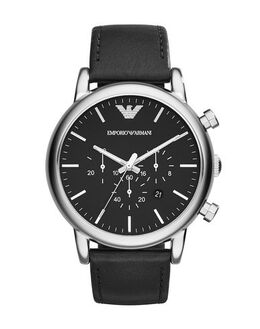 Men's Emporio Armani Chronograph Watch with Stainless Steel Case and Genuine Leather Strap - AR1146