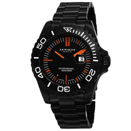 Akribos XXIV Mens Watch Black IP Stainless Steel AK735BK