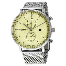Akribos XXIV Cream Dial Stainless Steel Mens Watch AK685SS