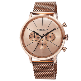 Akribos XXIV Quartz Rose Sunray Dial Mens Watch ak714rg