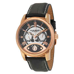 Akribos XXIV Mens Watch, Black Dial Rose Gold-tone Case with Strap - AK725RG