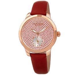 Akribos XXIV Ladies Watch - Quartz Red Crystal-set Dial with Small Seconds, AK1089RD