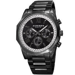Akribos XXIV Mens Dress Chronograph Quartz Black Dial Watch P50188