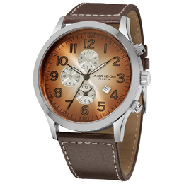 Akribos XXIV Essential Chronograph Quartz Brown-White Gradient Dial Mens Watch ak603br