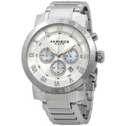 Akribos XXIV Grandiose Chronograph Silver Dial Stainless Steel Mens Watch ak622ss