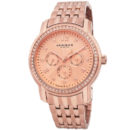 Akribos XXIV Multifunction Rose Dial Rose Gold-tone Ladies Watch Model ak626rg