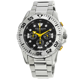 Akribos XXIV Black Dial Stainless Steel Mens Watch ak661ssb