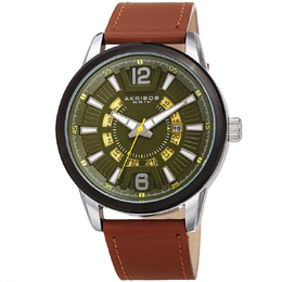 Akribos XXIV Quartz Green Dial Mens Watch AK1079GNBR