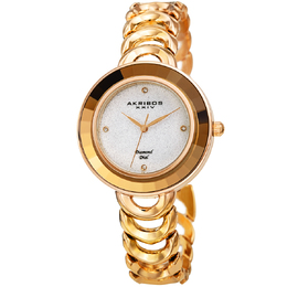 Akribos XXIV Quartz Diamond Silver Dial Ladies Watch AK1088YG