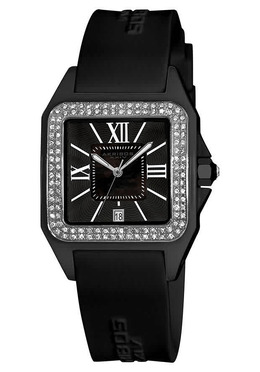 Akribos XXIV Ladies Watch - Black Mother of Pearl Dial, Black Ceramic Case with Crystal Bezel (Art. AK546BK)
