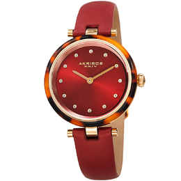 Akribos XXIV Ladies Watch Red Dial Gold Tone AK1052RD
