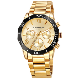 Akribos XXIV Gold Dial Dodecagon Mens Watch AK1054YG