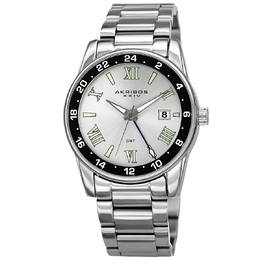 Akribos XXIV Mens Watch Quartz Silver Dial AK1054ss