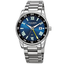 Akribos XXIV Mens Quartz Watch Blue Dial AK1055SSBU