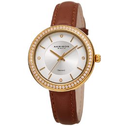 Akribos XXIV Ladies Watch Quartz Diamond Crystal White Dial AK1067BR