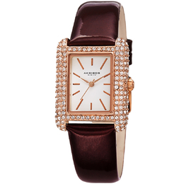 Akribos XXIV Ladies Fashion Watch AK1068BR - White Dial Brown Leather Strap