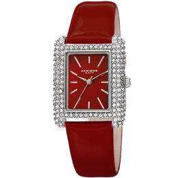 Akribos XXIV Ladies Red Dial Crystal Quartz Watch - AK1068RD