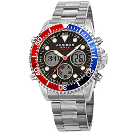 Akribos XXIV Quartz Black Dial Pepsi Bezel Mens Smart Watch ak1094ssbk