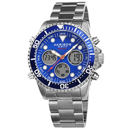 Akribos XXIV ak1094ssbu Quartz Bllue Dial Mens Smart Watch