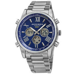 Akribos XXIV ak1095ssbu Quartz Blue Dial Mens Smart Watch