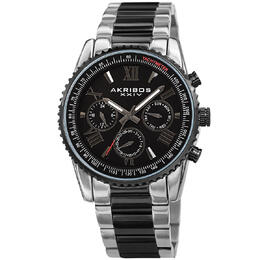 Akribos XXIV Mens Two-tone Quartz Watch with Black Dial ak1099ttb