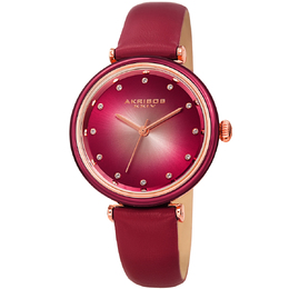 Akribos XXIV Ladies Watch, Analog Quartz Red Dial with Gold Hands, Model AK1035PK
