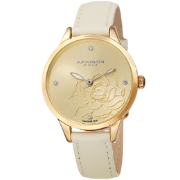 Akribos XXIV Diamond Gold Dial Ladies Watch AK1047WT