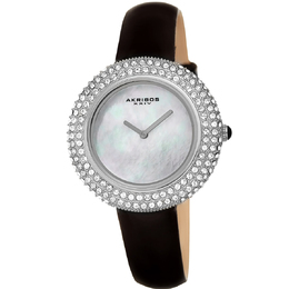 Akribos XXIV Quartz Crystal White Dial Ladies Watch AK1049SSB