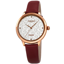 Akribos XXIV Ladies Watch Silver Dial Diamond Markers Rose Gold-Tone Composite Case AK1051BR