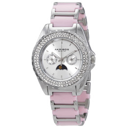 Akribos XXIV Multifunction Silver Dial Ladies Watch, Model: ak961sspk