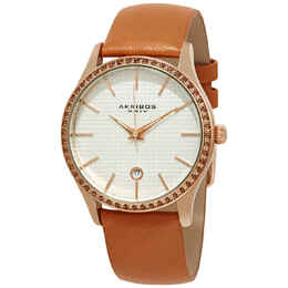 AK964TN Akribos XXIV Silver Dial Tangerine Leather Ladies Watch