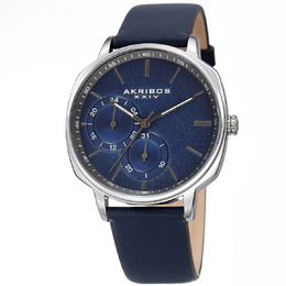 Akribos XXIV Mens Blue Dial Quartz Watch, Model AK1022BU