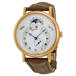 Breguet Classique Silver Dial Brown Leather Strap Mens Watch 7337br1e9v6