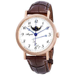 Breguet Classique Moonphases Automatic White Dial 18K Rose Gold Mens Watch 7787br299v6