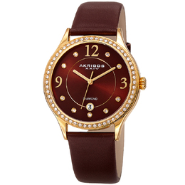 Akribos XXIV AK1011BR - Ladies Quartz Watch with Diamond Brown Dial