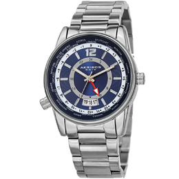 Akribos XXIV World Time Quartz Blue Dial Mens Watch AK1021SSBU