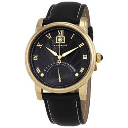 Akribos XXIV Essential Black Dial Mens Leather Watch ak913yg