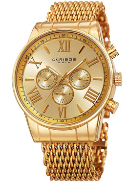 Akribos XXIV Enterprise Quartz Gold Dial Mens Watch P50156