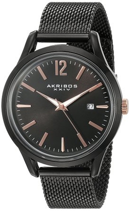 Akribos XXIV Mens Watch AK920BK Black Dial Stainless Steel