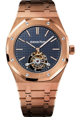 Audemars Piguet Royal Oak Extra Thin Tourbillon Blue Dial 18 kt Rose Gold Mens Watch 26510or.oo.1220or.01