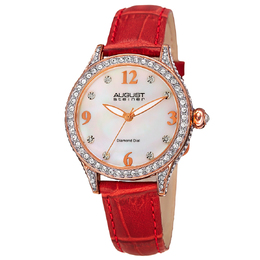 August Steiner AS8188RD - Ladies Quartz Watch with Diamond Dial Markers