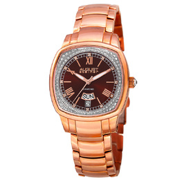 August Steiner AS8193RGBR: Ladies Quartz Watch with Brown Dial and Diamond-Tipped Roman Numerals