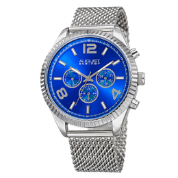 August Steiner Mens Watch AS8196SSBU, Blue Dial Quartz Movement