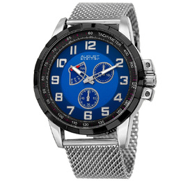 August Steiner Mens Watch, AS8202SSBU - Blue Dial Stainless Steel Mesh Composite Case