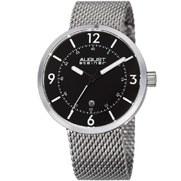 August Steiner as8204ssb Mens Black Dial Watch