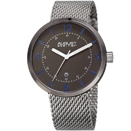 August Steiner Mens Watch AS8204SSGN - Quartz Movement Grey Dial Silver-tone Mesh Strap