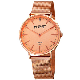 August Steiner Ladies Watch AS8207RG Rose Dial Diamond Quartz