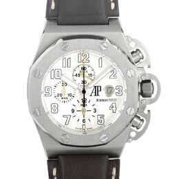 Audemars Piguet Royal Oak Offshore Silver Dial Leather Mens Watch 25863ti.0.a080cu.01