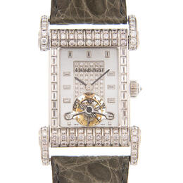 Audemars Piguet Canape Tourbillon Hand Wind Diamond Silver Dial Watch 25951bc