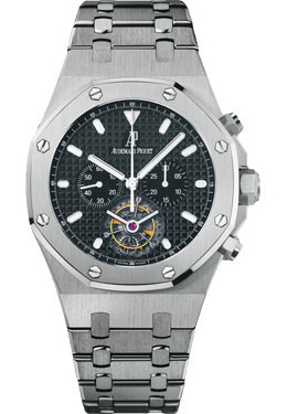 Audemars Piguet Royal Oak Tourbillon Chronograph Black Dial Steel Mens Watch 25977STOO1205ST02 25977st.oo.1205st.02